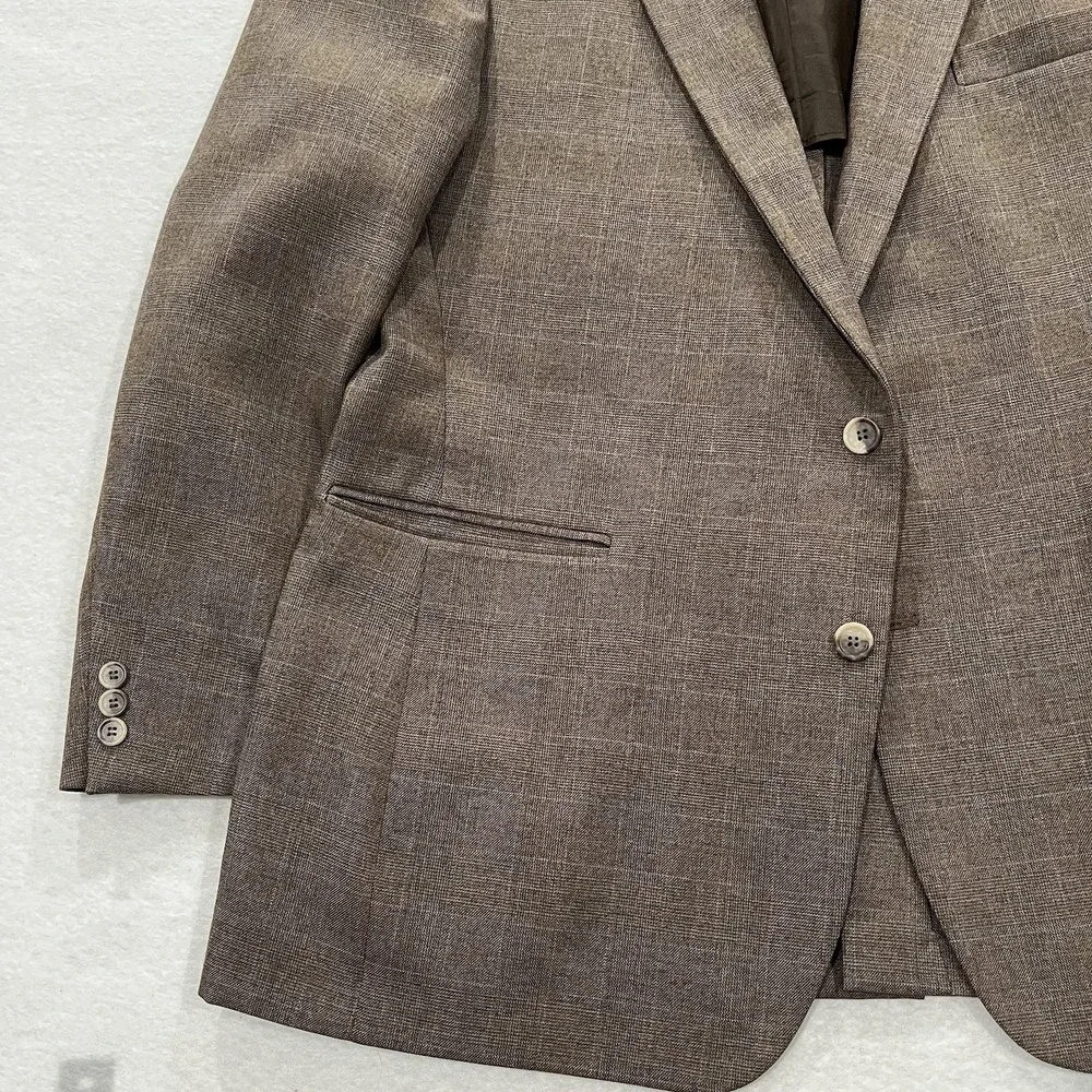 Haggar Magic Stretch Jacket Mens 46R Brown Blazer 2 Button Sport Coat USA Made